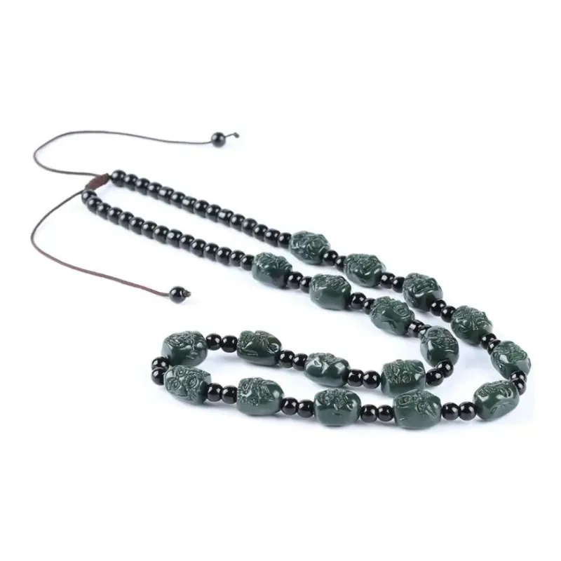 JUNWEN Hetian Jade Necklaces Green Jade Men's-1