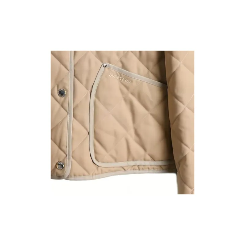 Burberry Check Wool Blend Quilted Jacket Soft Fawn-3