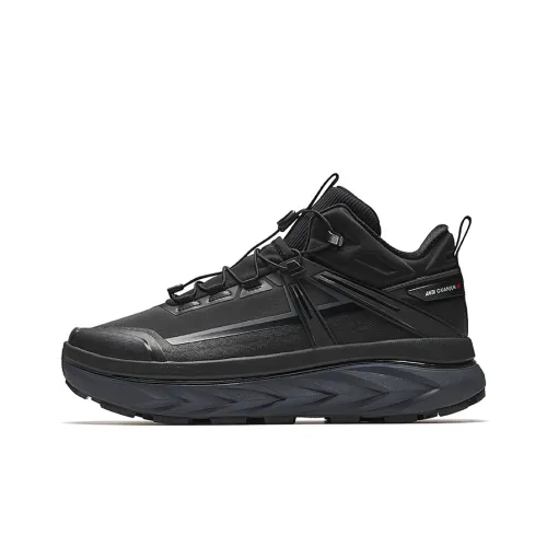 Anta Open Mountain V2 Anti Slip Wear Resistant Mid Top Outdoor Shoes Men's Basic Black