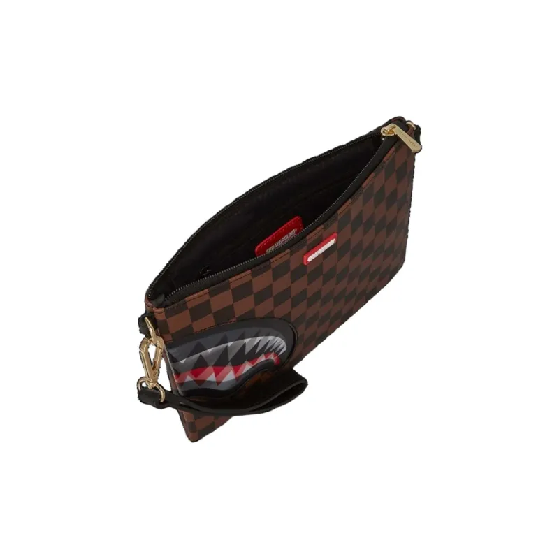 SPRAYGROUND Sharks In Paris Lenticular Champ Crossover Clutch Brown Checker-3