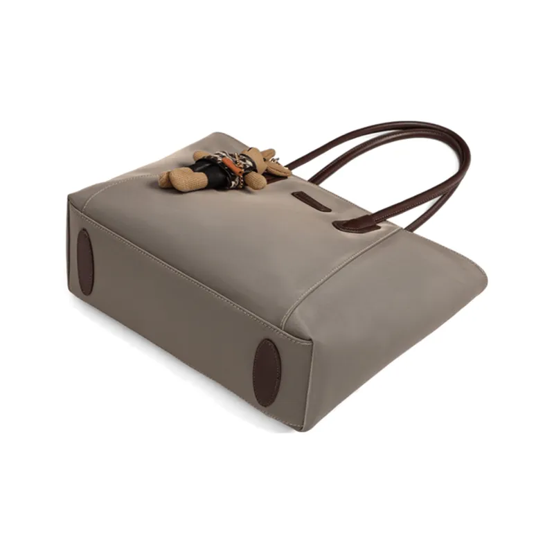 COMELY Fabric Tote Bag Shopping Bag Shoulder Bags Medium Size Women's Khaki-3