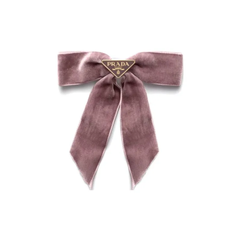 PRADA Fabric Hair Clips Women's Pink-0