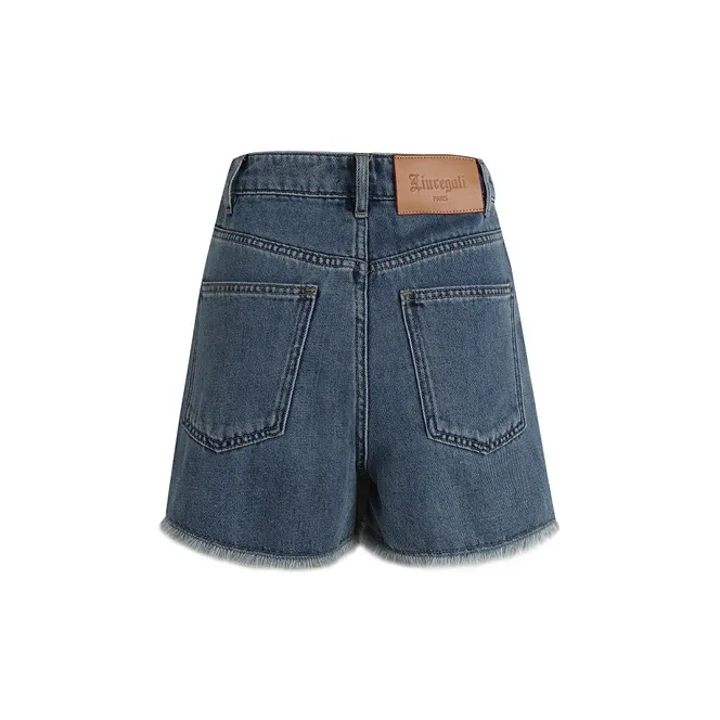 LIUREGALI Denim Short Skirts Women's Light Blue-1