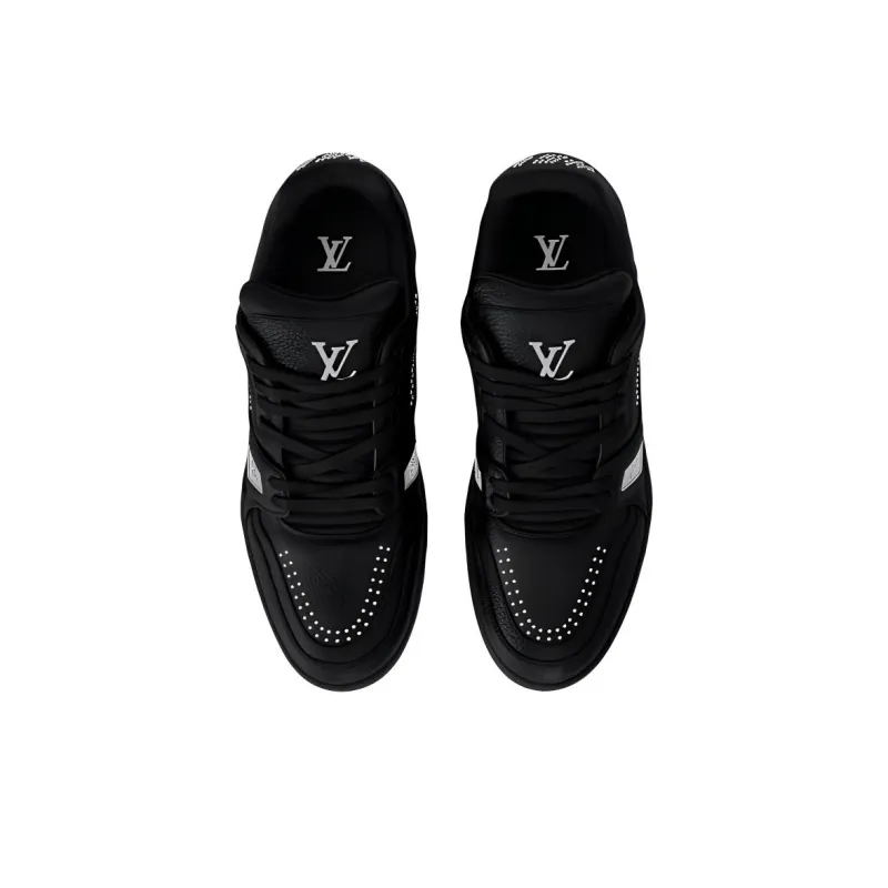 LOUIS VUITTON Trainer Low-Top Skateboard Shoes Men's Black-4