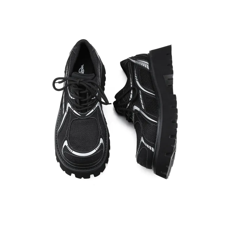 HANQIAORIJI Future Series Height Increasing Low Top Casual Shoes Unisex Black-2