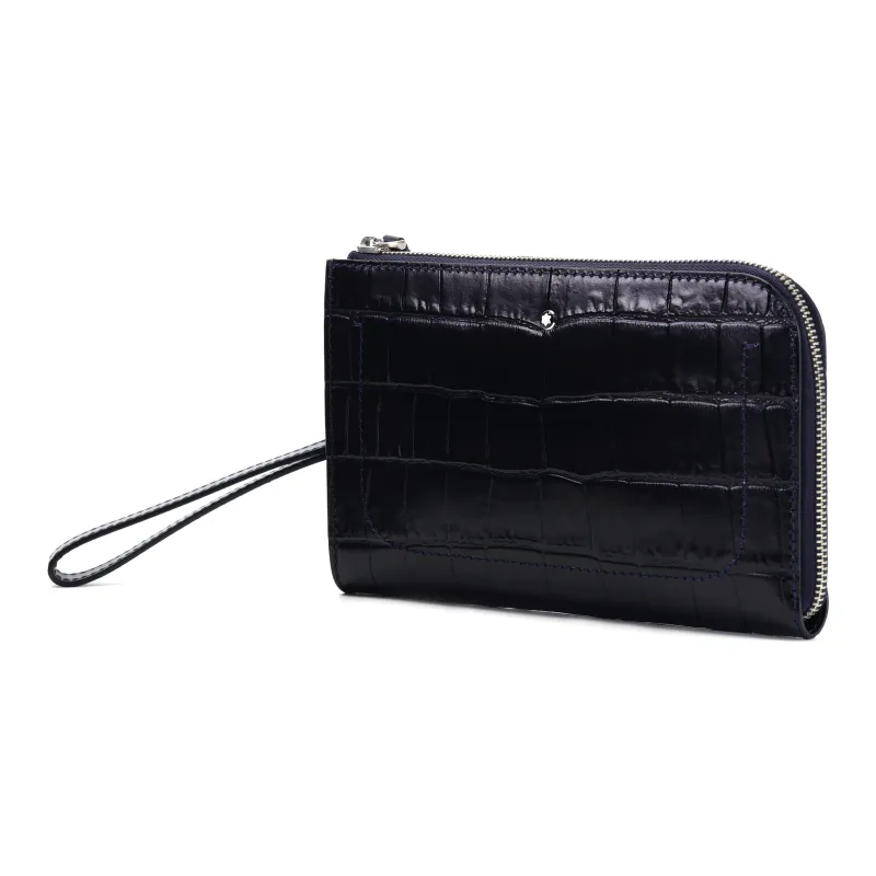 MONTBLANC Calfskin Clutch Small Size Men's Blue-3