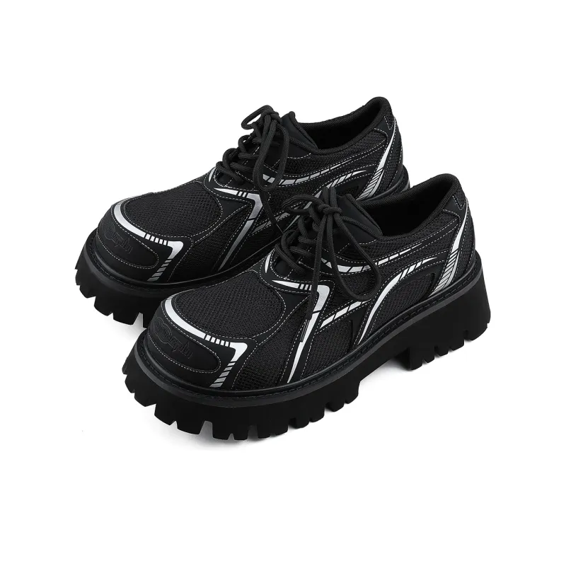 HANQIAORIJI Future Series Height Increasing Low Top Casual Shoes Unisex Black-3