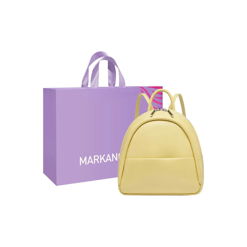 MARKANGARO PU Backpack Medium Size Unisex Brown-18