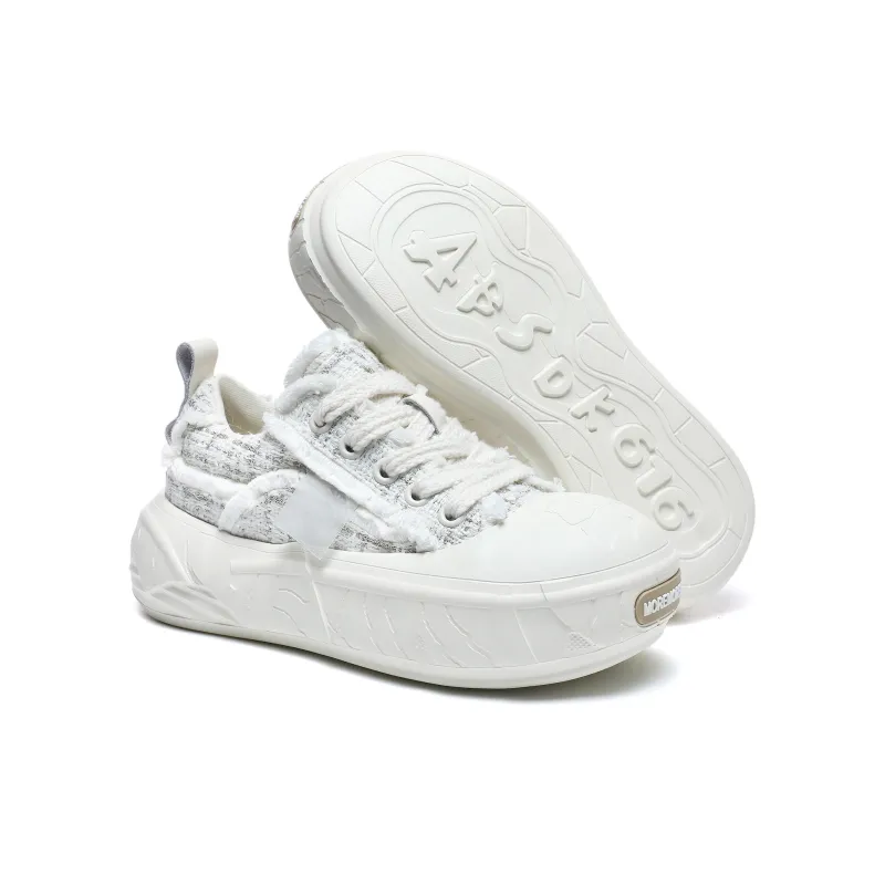 MOREMORENOISE Canvas Shoes Women's Low Top White-2
