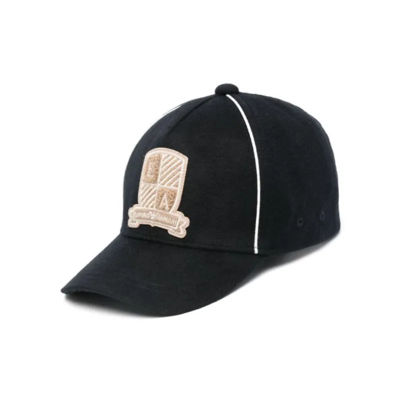 EMPORIO ARMANI Wool Cloth Baseball Cap With Logo Crest Patch-1