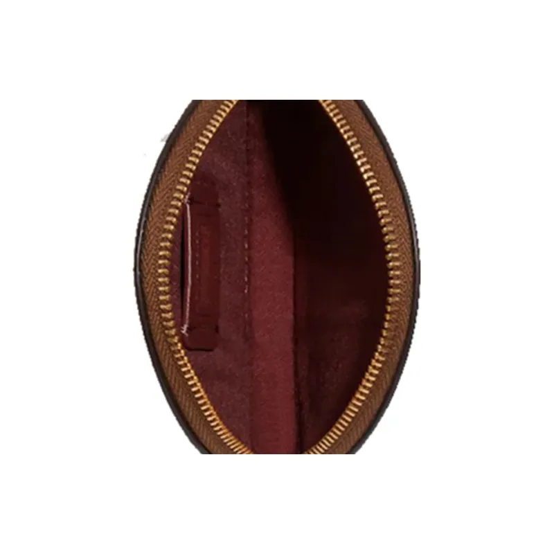 COACH Boxed Canvas With Leather Coin Purse Small Size Women's Brown-5