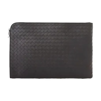 Bottega Veneta Cow Leather Clutch Men's Dark Coffee