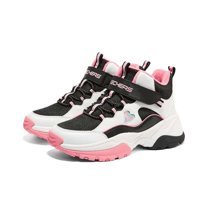 Skechers Slip Resistant Anti Kick Abrasion Resistant Low Top Kids Lifestyle Shoes Black/Pink Teenagers-2
