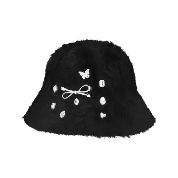 Peach Tea Rabbit Fur Bucket Hats Women's