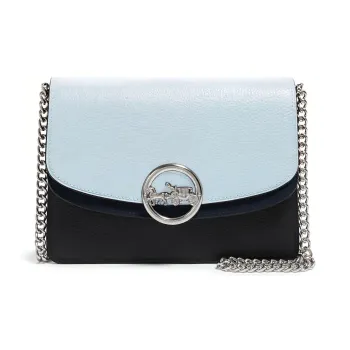 COACH Jade Cow Leather Shoulder Bag Crossbody Bag Handbag Small Size Women's Blue