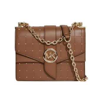 MICHAEL KORS Greenwich Leather Chain Bag Envelope Bag Crossbody Bag Small Size Women's Brown