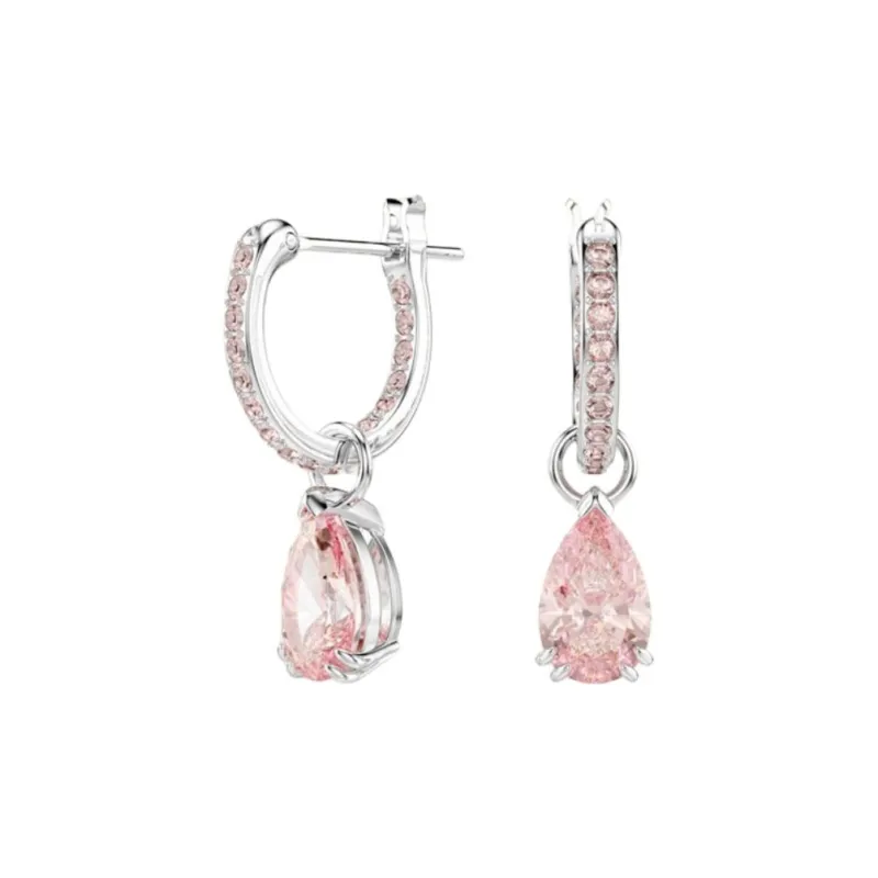 Swarovski Crystal Rhodium-plated Earrings Women's Pink-1