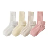 [4 Pack/Extra Long Fleece-Lined]White+Milk White+Oats+Pink
