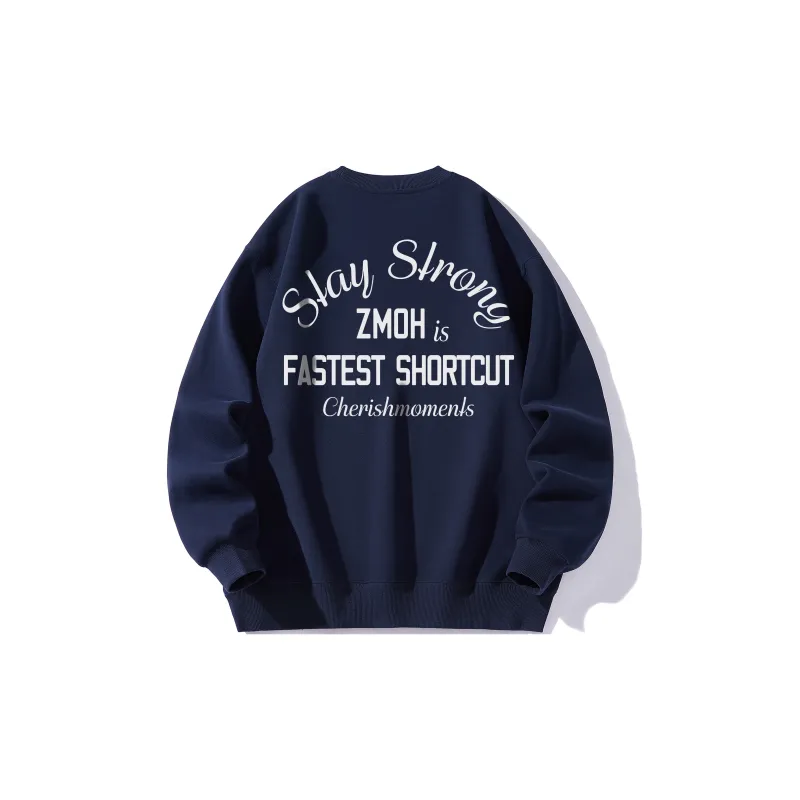 ZMOH Fleece Lined Crew Neck Sweatshirt Unisex Couple's-9