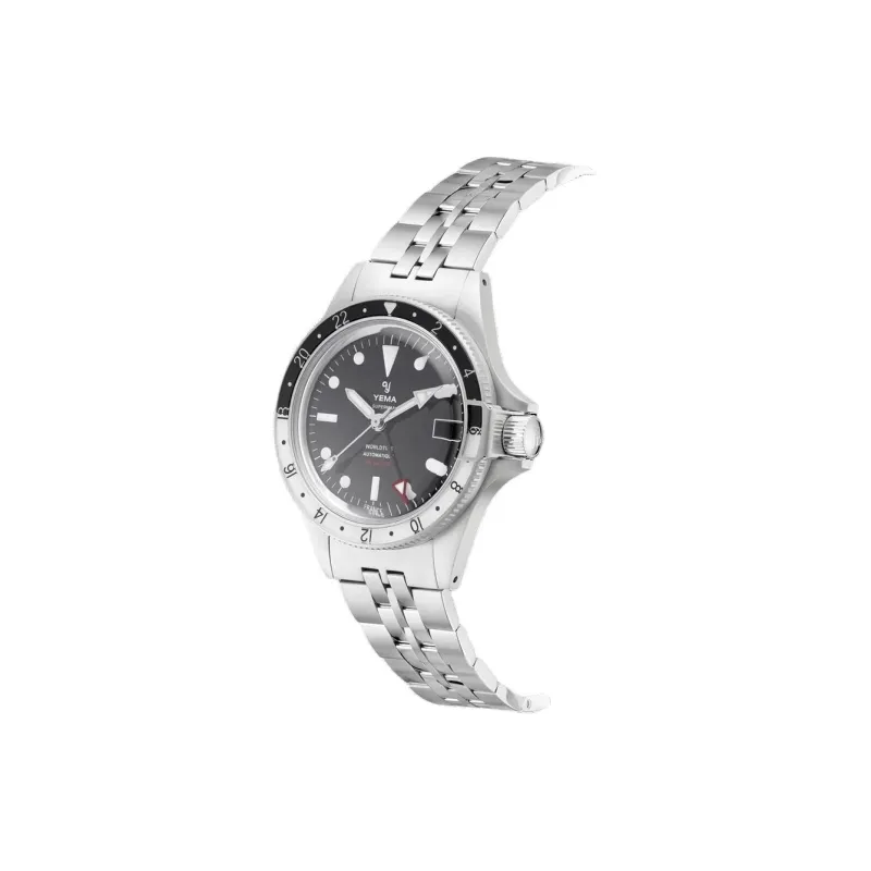 YEMA Wrist Watch Automatic Mechanical Movement Steel Strap 39mm Black Dial Men's Watches-2
