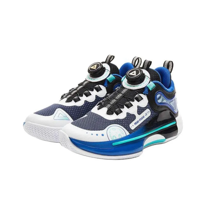 PEAK Anti Slip Wear Resistant Low Top Children's Basketball Shoes Dark Blue Teenagers-1