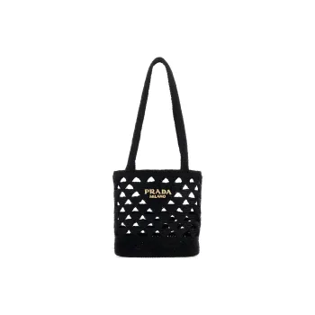 PRADA Straw Handbag Women's Black