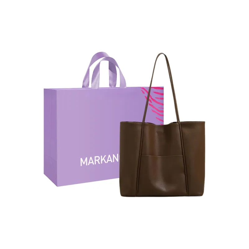 MARKANGARO PU Tote Bag Shoulder Bag Women's Black White Coffee-16