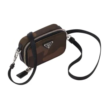PRADA Leather Shoulder Bag Crossbody Bag Small Size Women's Dark Brown