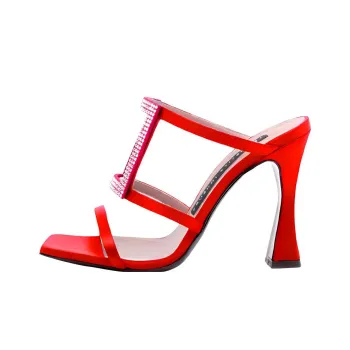 Les Petits Joueurs Hoya Strap Sandals 10cm Women's Red