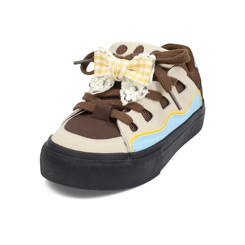 B10CROWN Anti Slip And Wear Resistant Breathable Low Top Skateboard Shoes Women's Sea Salt Milk Coffee-2