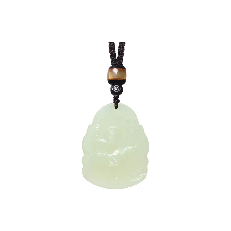 MARY WINDSOR Hetian Jade Guardian Deity Pendant Pale Greenish White Jade Unisex-0