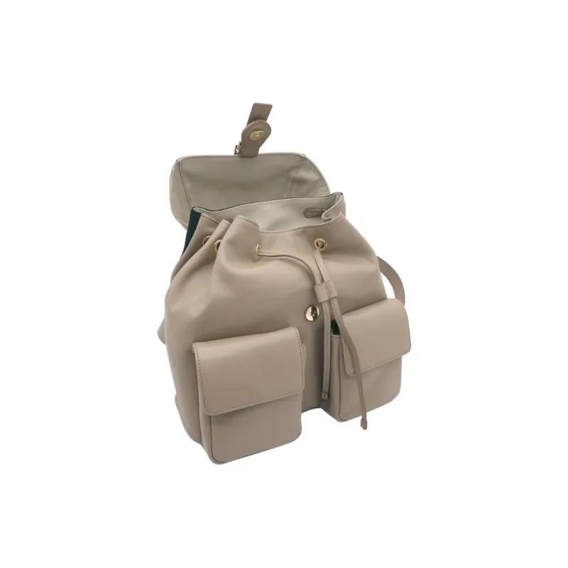 Furla Cow Leather Backpack Large Size Women's Gray Green-4