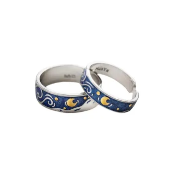 HUAYA S925 Silver Rings Unisex Blue