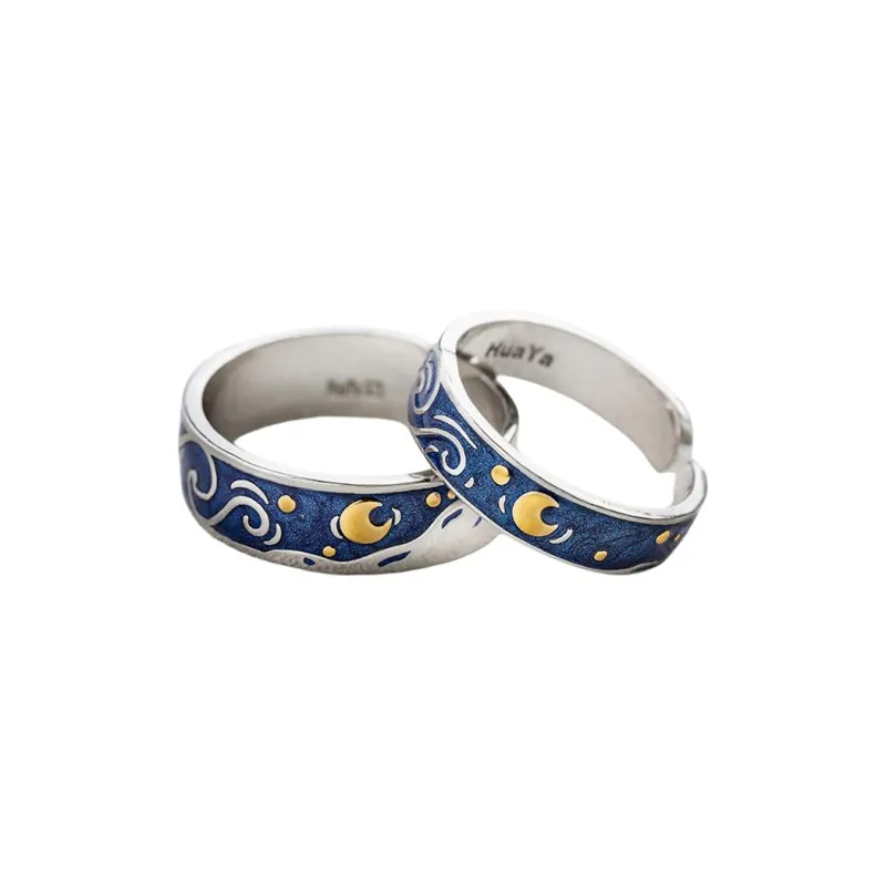 HUAYA S925 Silver Rings Unisex Blue-0