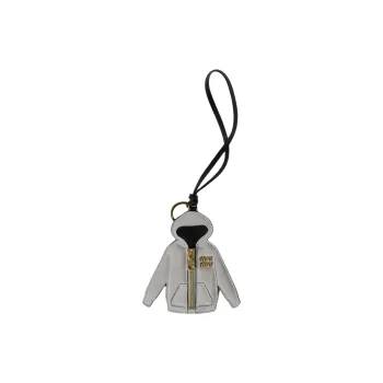 MIU MIU Leather Keychain Charm Bag Accessory Women's Gray