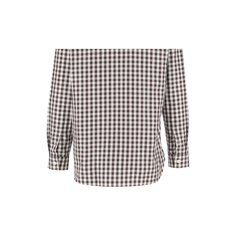 Burberry FW23 Mens Letter Stripe Check Print Single-Breasted Casual Shirt Brown-4