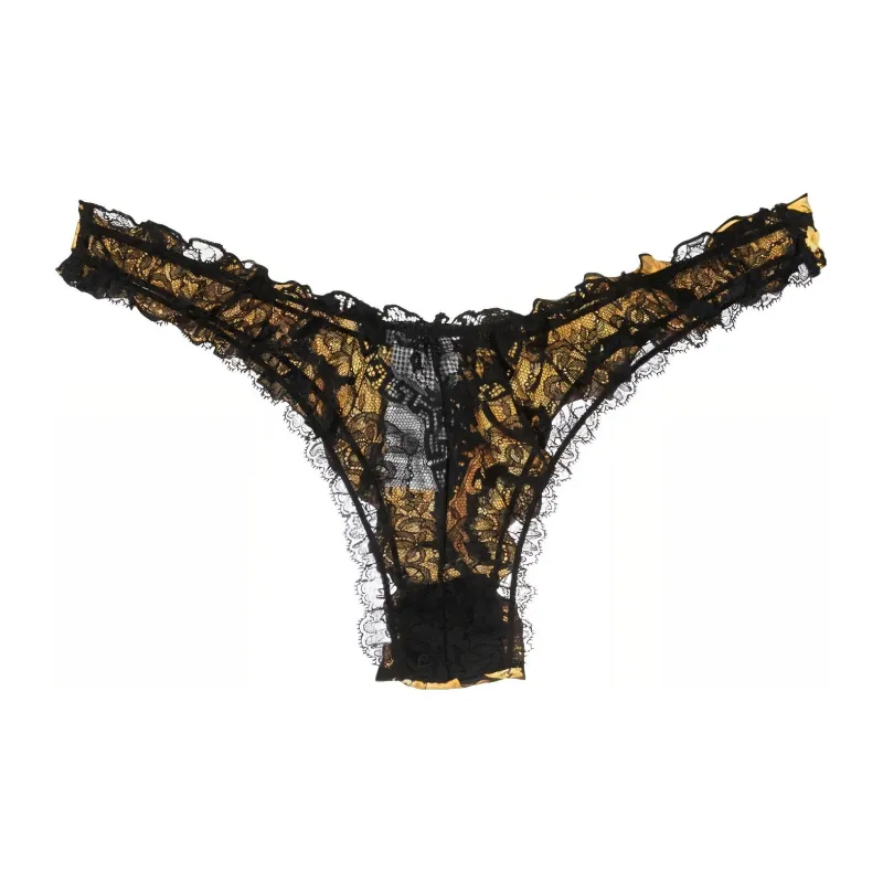 VERSACE Lace panel Silk Thong-1