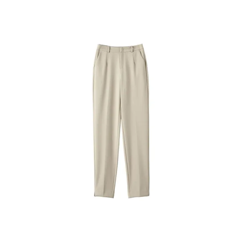 Late White Casual Pants Women's Dark Coffee-6