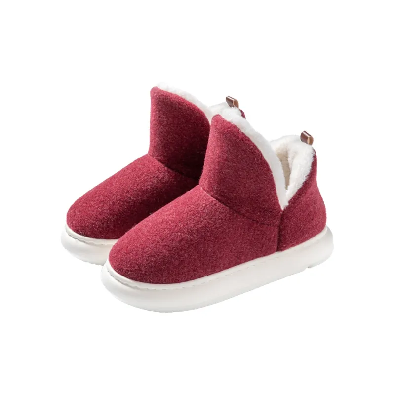 Foot Recreation Winter Thickened And Fleece Lined Plush Warm Slip Resistant Home High Cushion Cotton Slippers Unisex-5