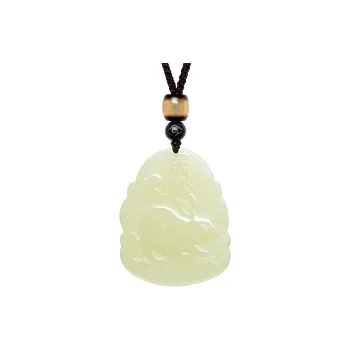 MARY WINDSOR Chinese Zodiac Rabbit Guardian Pendant Pale Greenish White Jade Unisex