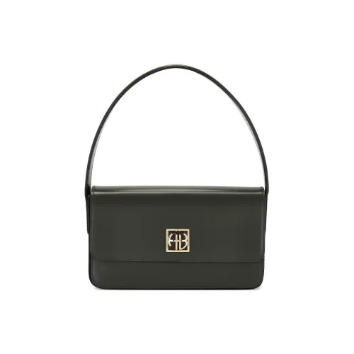 Anine Bing Cow Leather Handbag, Shoulder Bag Women's Highlighter Dark Green