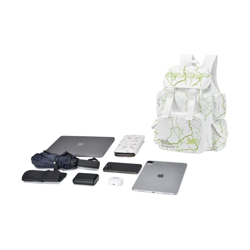 COEXISTENCE Polyester Backpack Large Size Unisex White-5