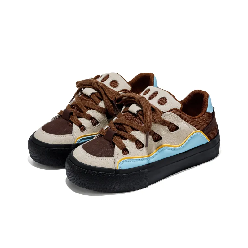 B10CROWN Anti Slip And Wear Resistant Breathable Low Top Skateboard Shoes Women's Sea Salt Milk Coffee-3