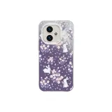 Silver-Floral Rabbit L Dark Purple