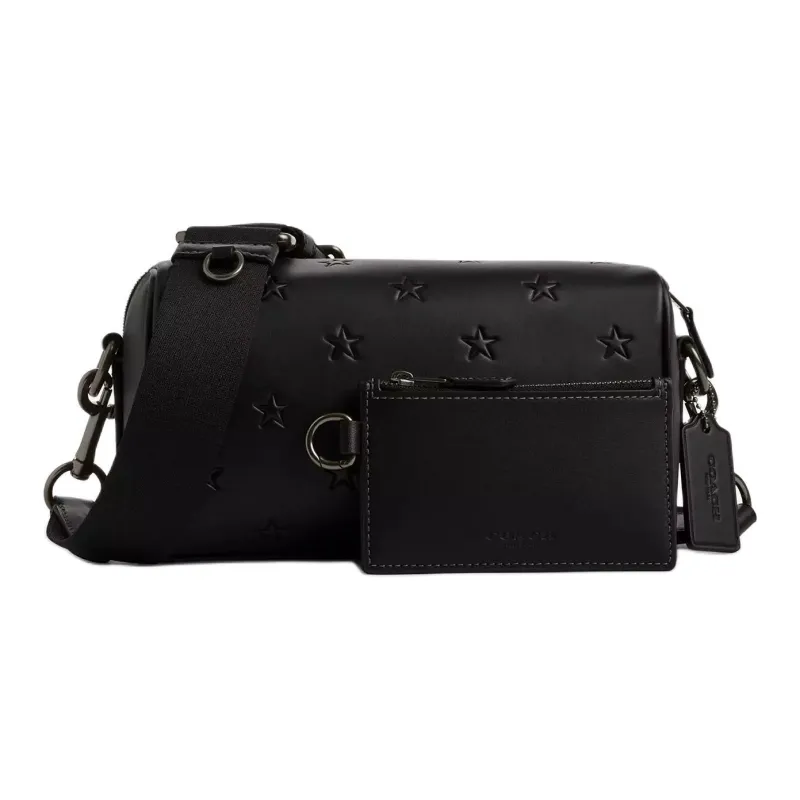 COACH Smooth Calf Leather Shoulder Bag, Crossbody Bag Mini Men's Black-0