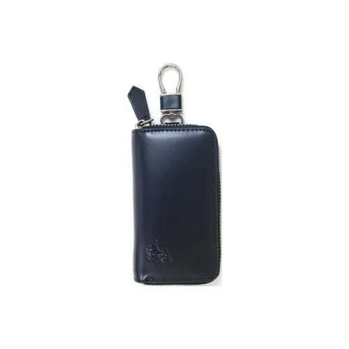 BEVERLY HILLS POLO CLUB Cow Leather Key Pouch Men's Marine Blue Black