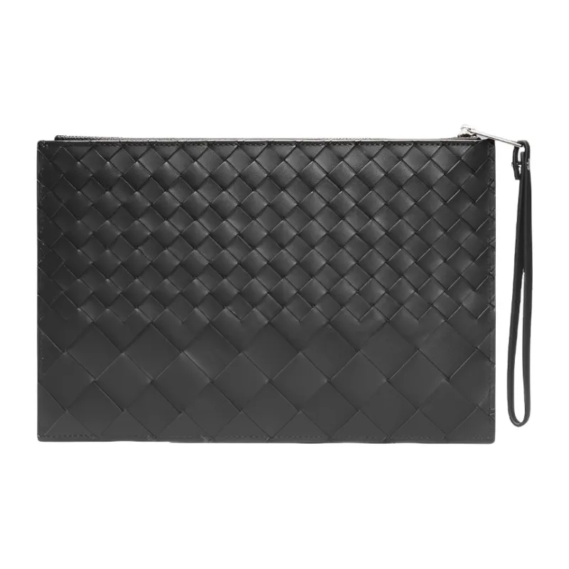 CMLZIUA Top Grain Cow Leather Clutch Regular Men's Black-3