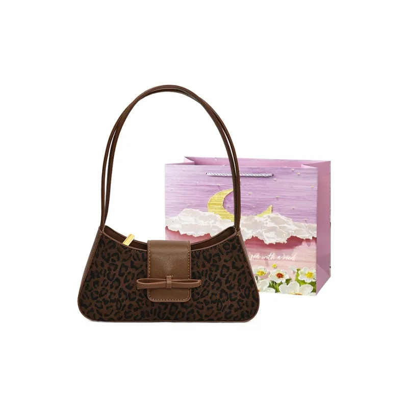 Bansusu PU & Matte Shoulder Bag Women's Black Leopard Print/Brown Leopard Print-5