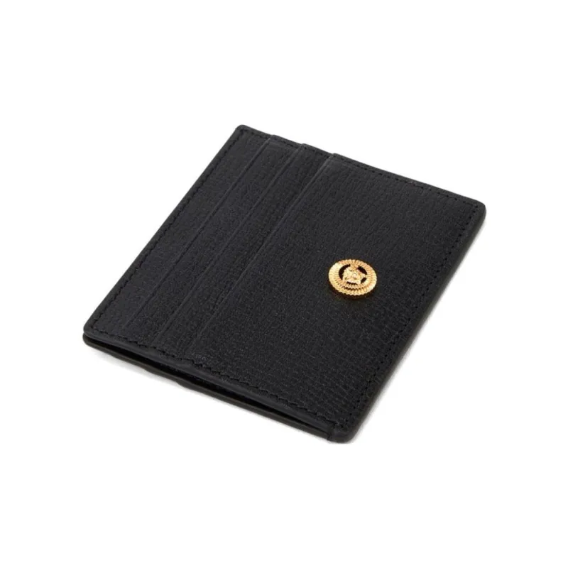 VERSACE Leather Card Holder Men's Black-2