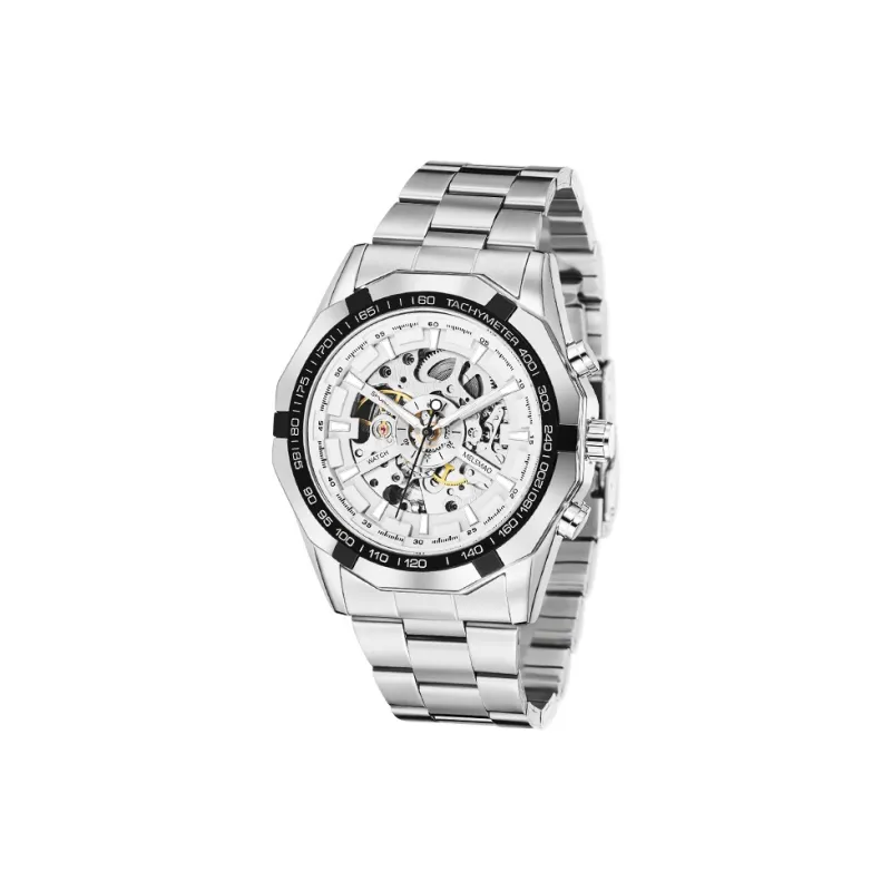 MELSMAO Refined Gentleman Mechanical Movement Alloy Strap Watch Men's Watches White Dial-2